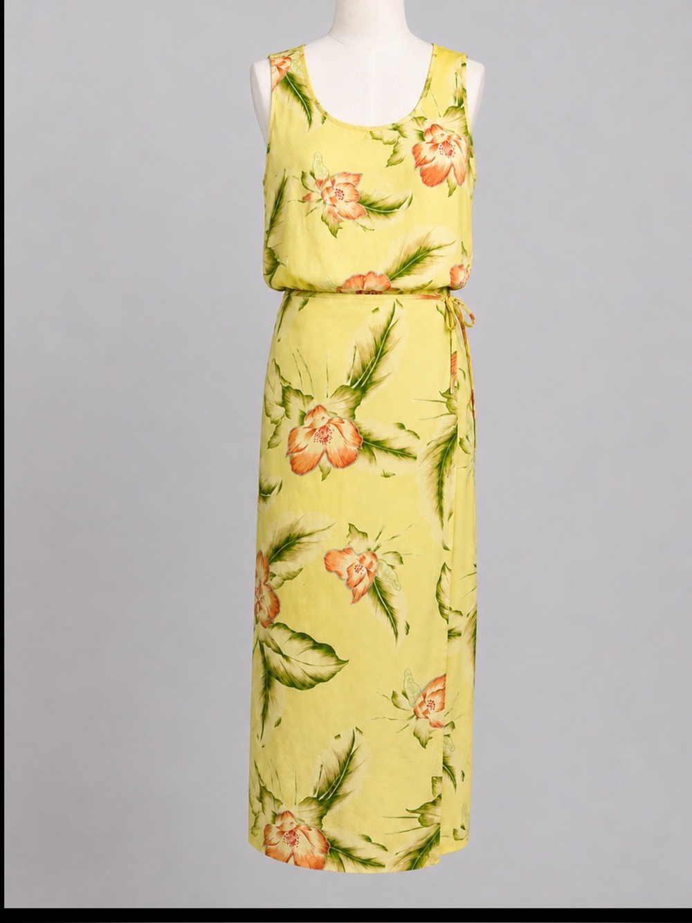Vintage Bamboo Traders 100% Silk 2 Piece Floral Wrap Skirt Top Set Size 16